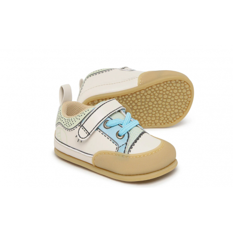PATERNA comic verde Beige microfibra