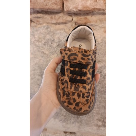 Zapatilla vegana  suede leopardo/negro