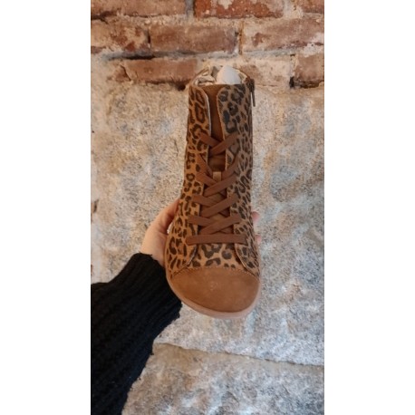 Botín Leopardo Whisky/negro