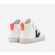 Veja V-10 Mid Velcro Cuero Blanco-Cobalto-Naranja