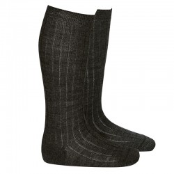 CALCETINES ALTOS CANALÉ DE LANA MERINO NEGRO